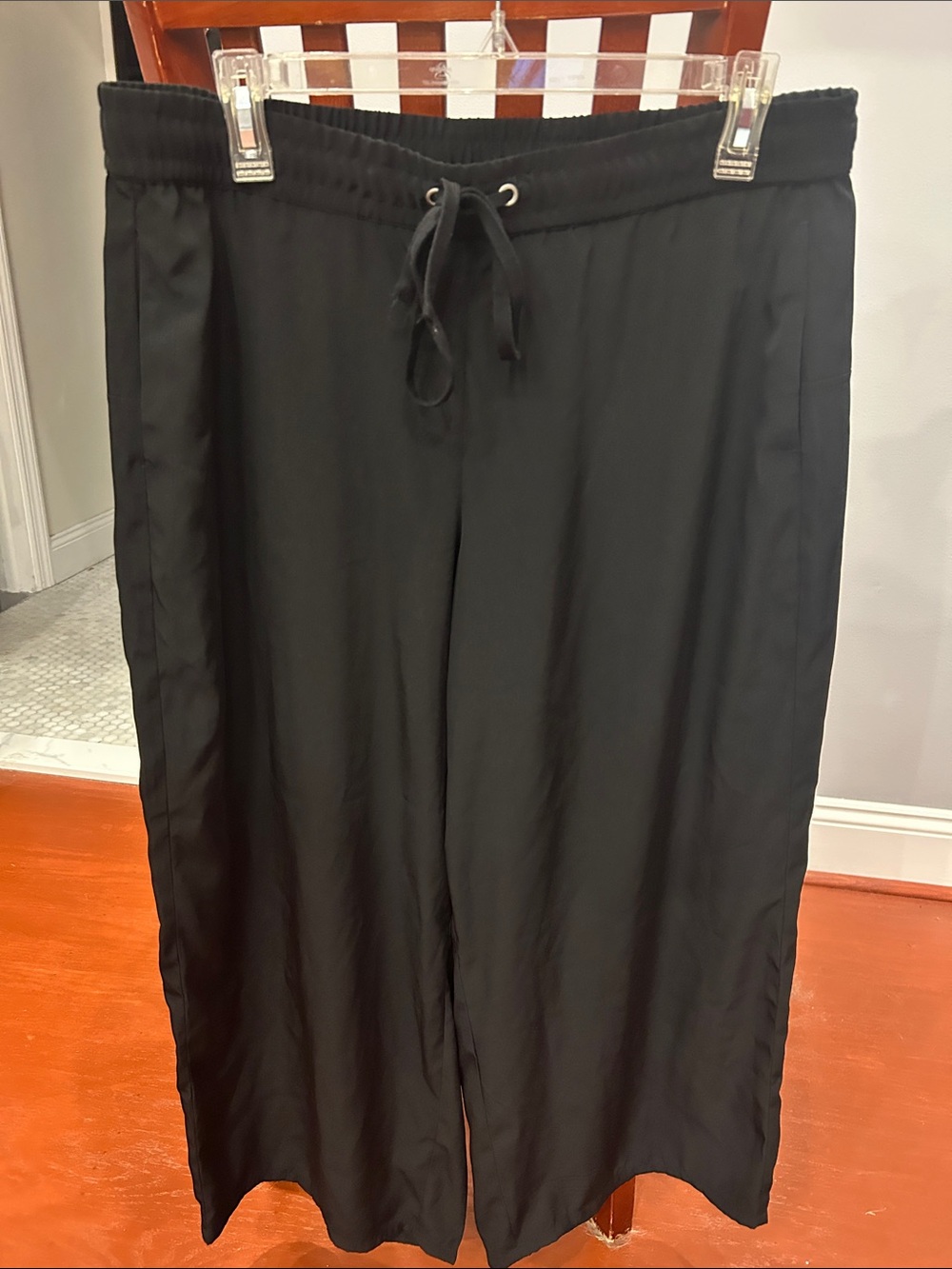 Soho Black Wide-Leg Drawstring Lounge Pants